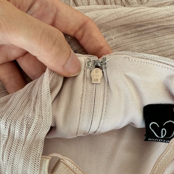 NWT🏷️Pale Dusty Rose Pink Empire Waist Tulle Beaded Maxi Party/Prom Dress, XS-S - Picture 6 of 16